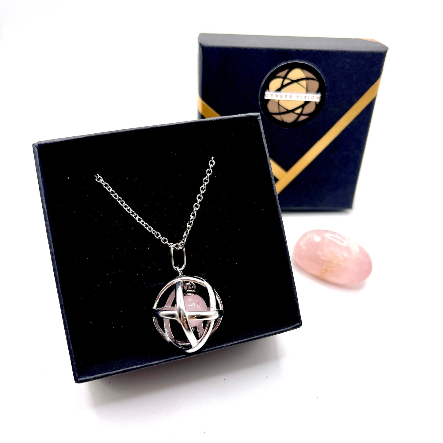 Collana con Genesa Crystal Quarzo rosa